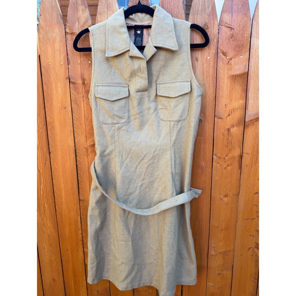 American Eagle Outfitters Wool Blend Sleeveless Belted Utility Dress Tan Size 2